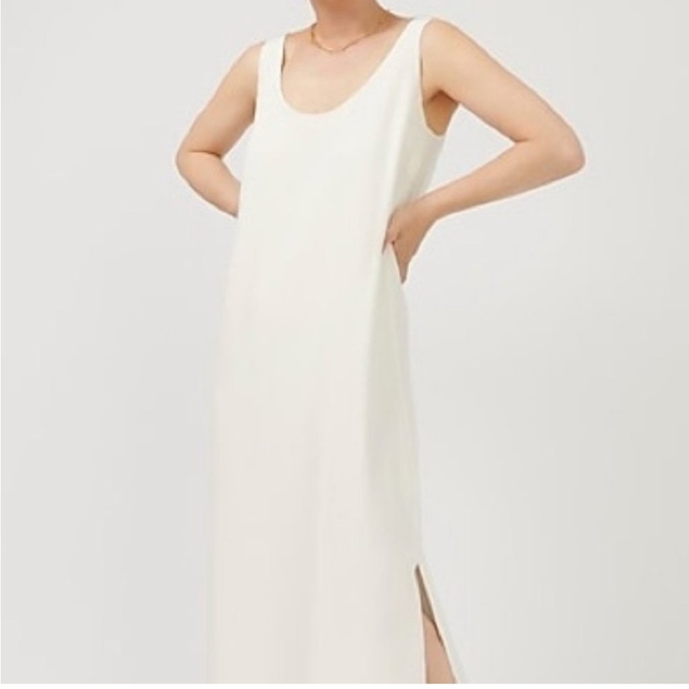 J. Crew 100% Silk Ivory Sleeveless Side Slits Long Dress